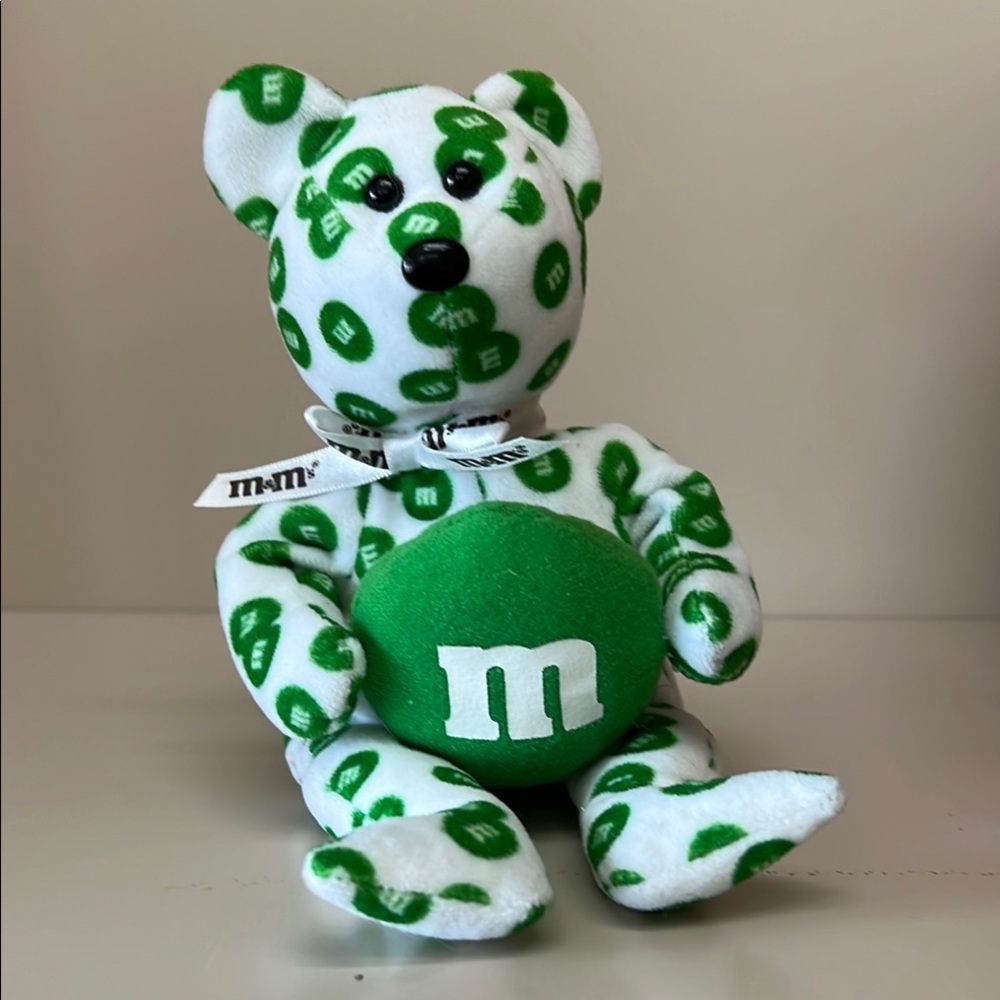 M&M'S Green and White Patterned Plush Bear